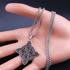 Witchcraft Celtic Witch Knot Pendant Necklace for Women Men Stainless Steel Slavic Protection Amulet Jewelry nudo de