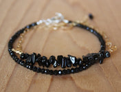 Black Tourmaline Protection Bead Bracelet — Zinc Alloy