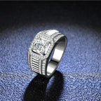 Platinum PT950 Men's Luxury Eternal 18K White Gold Rings With Credentials 1 Carat VVS D Color Diamond Moissanite
