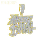New Iced Out Bling CZ Letter Cross Pendant Necklace Various Design 5A Zircon Two Tone Color Badge Charm Men's Hip Hop