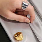 18K Vacuum Plated Wide Rings for Man Solid 316l Stainless Steel Men's Band Accessories Engagement Ring Birthday Party