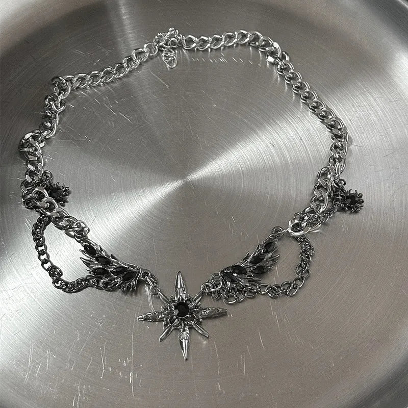 Punk Stainless Steel Star Geometry Pendant necklace for Men Hip Hop Elements Jewelry