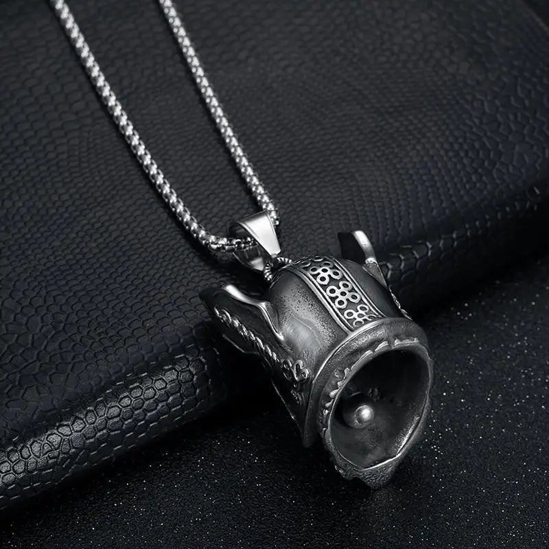 Norse Gods Odin Celtic Knot Motorcycle Bell Necklace Men's Punk Riding Rock Lucky Exorcism Amulet Jewelry