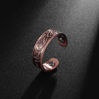 Flower Shape Magnetic Ring Copper Adjustable Open Cuff Ring Men and Women Magnet Healthy Energy Ring for Arthritis Pain Relief