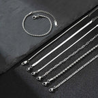 Silver Chain Bracelet Set 7pcs — Stainless Steel