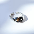 Retro "Horus Eye" Adjustable Open Ring For Men Women Copper Gothic Punk Edgy Jewelry Indie Accessories Niche Gift
