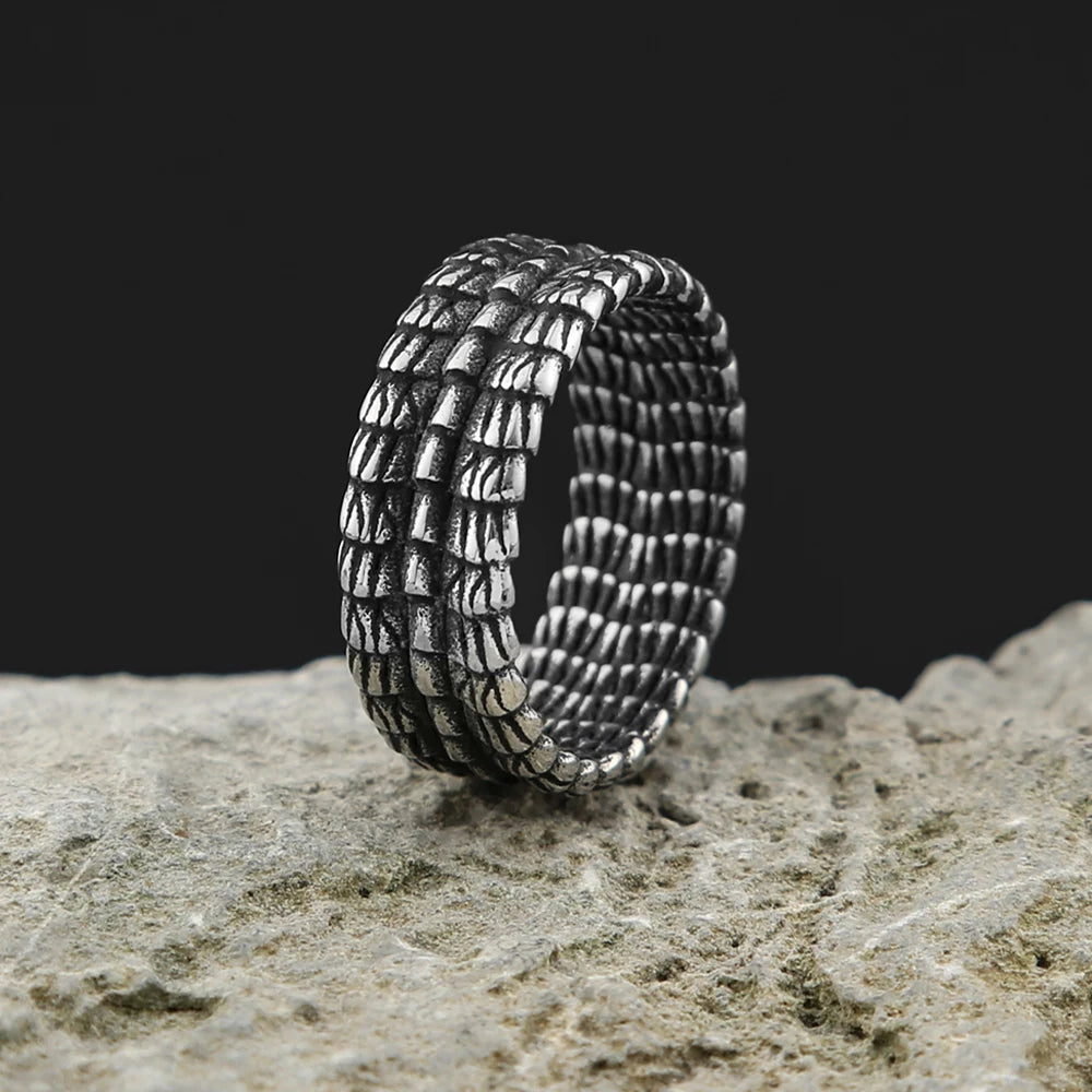 Stainless Steel Jewelry Dragon Scales Gothic Amulet Viking Rings For Men Women Norse Pagan Warrior Ring Symbolic Gift