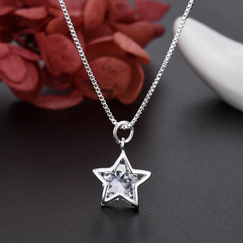 Iced Out Star 925 Silver Pendant Necklace