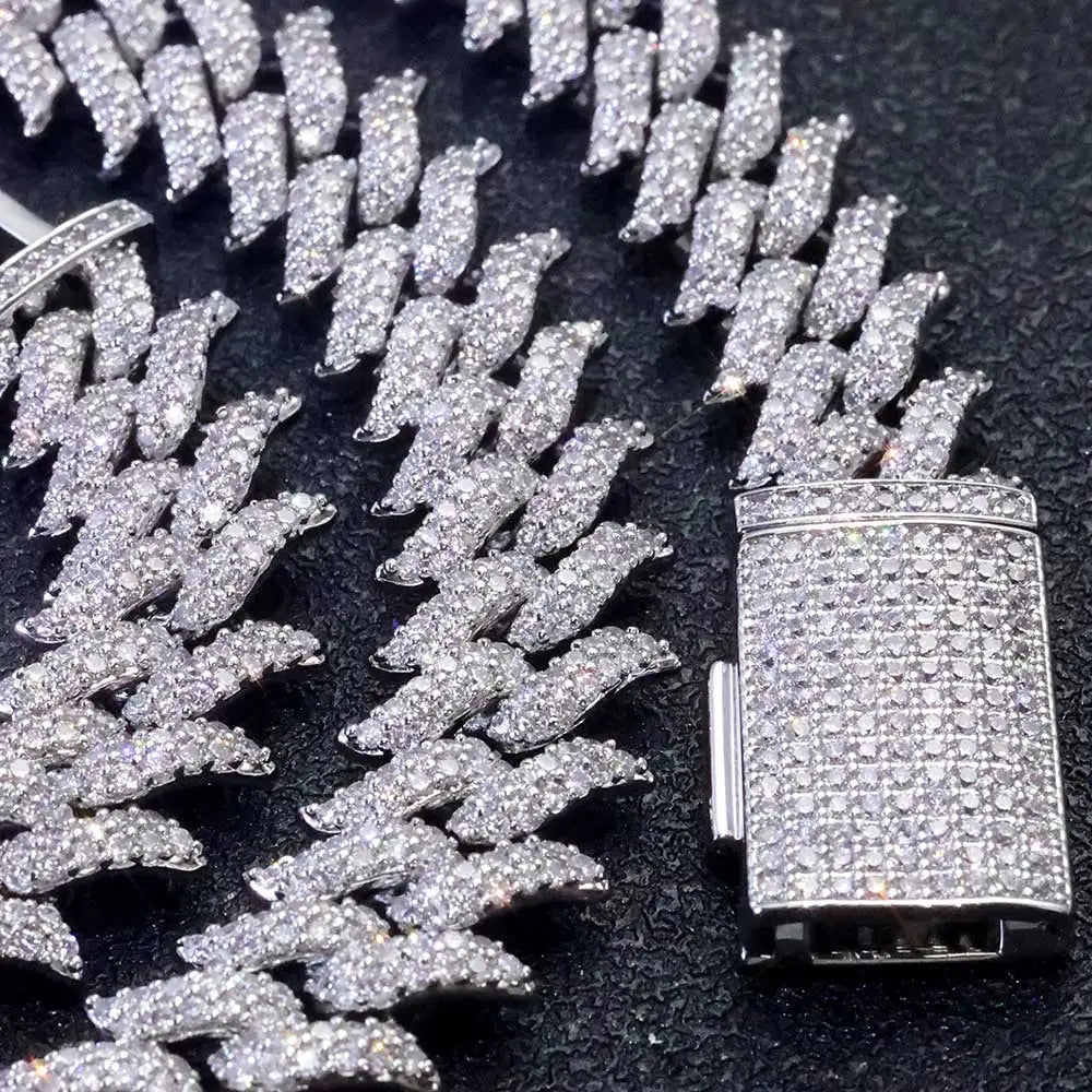 Iced Out Spiked Chain Necklace Stainless Steel