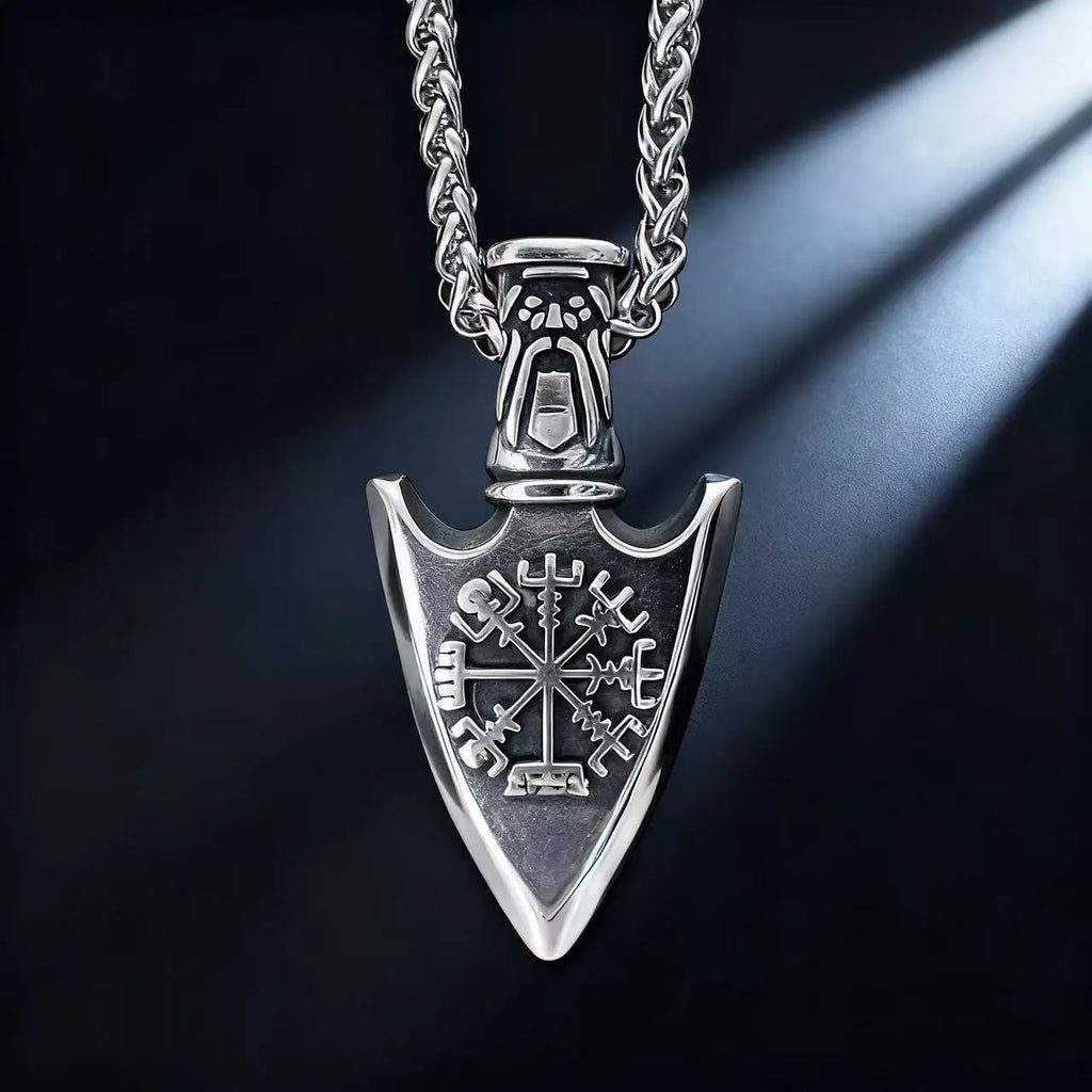 YQ 316L Stainless Steel Nordic Odin Viking Rune Spear Pendant Necklace For Men Punk Jewelry Accessories