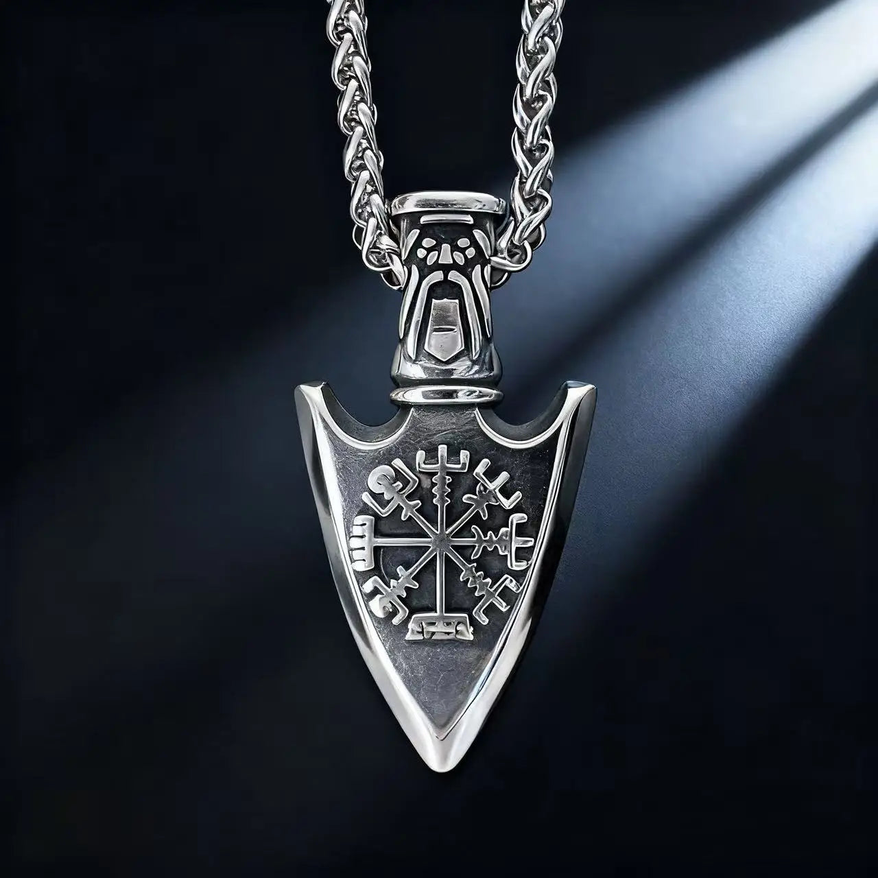 YQ 316L Stainless Steel Nordic Odin Viking Rune Spear Pendant Necklace For Men Punk Jewelry Accessories