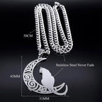 Wicca Moon Cat Choker — Stainless Steel