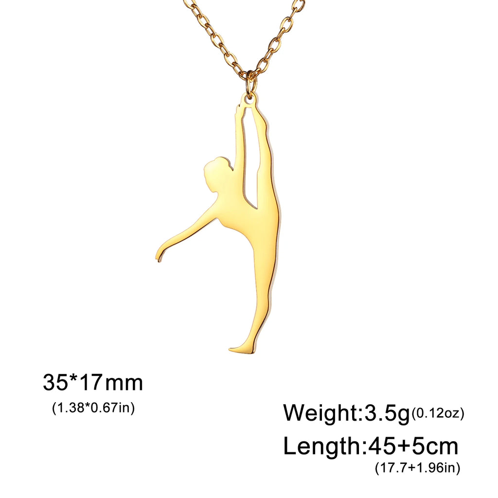 Unift Stainless Steel Sport Women Necklace Runner Rhythmic Gymnastics  Silhouette Pendant Fashion Birthday Jewelry Wholesale