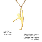 Unift Stainless Steel Sport Women Necklace Runner Rhythmic Gymnastics  Silhouette Pendant Fashion Birthday Jewelry Wholesale