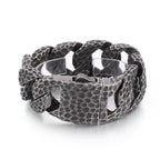 Heavy Curb Bracelet for Men Vintage Stainless Steel Foundry Tapping Pattern Cuban Chain Male Bangle Bracelets Jewelry