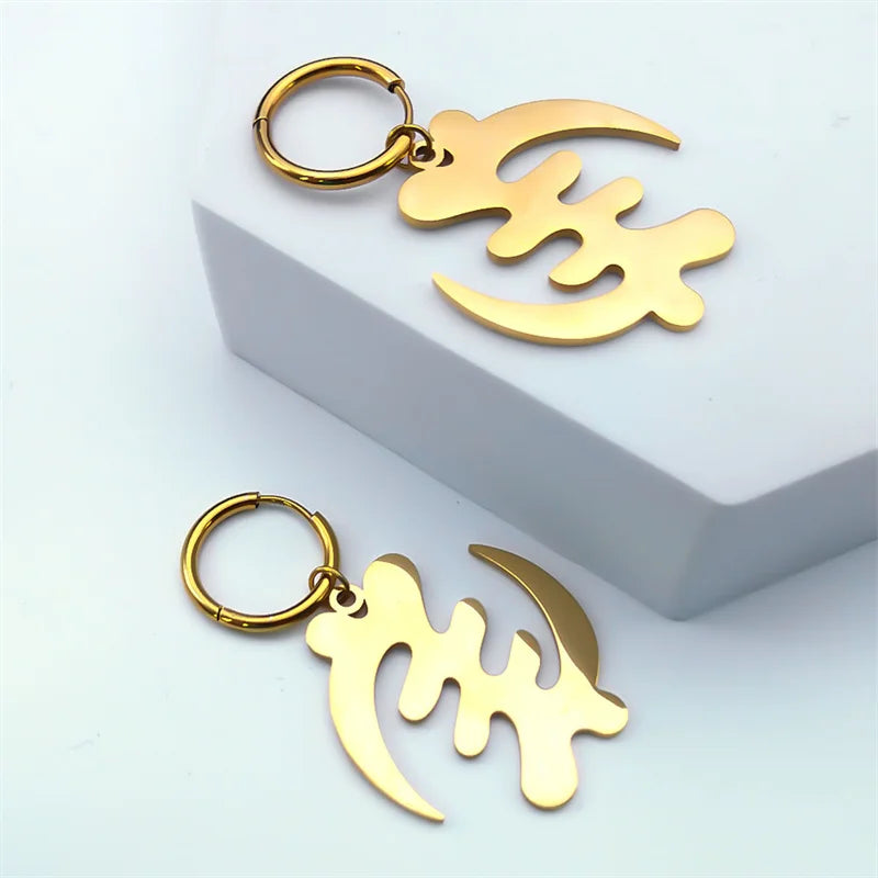 Africa Symbol Hoop Earrings — Stainless Steel