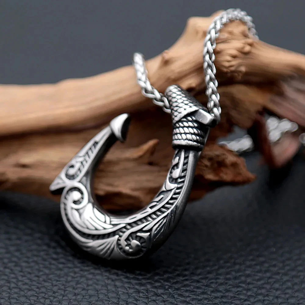 Celtic Fish Hook Pendant — Stainless Steel