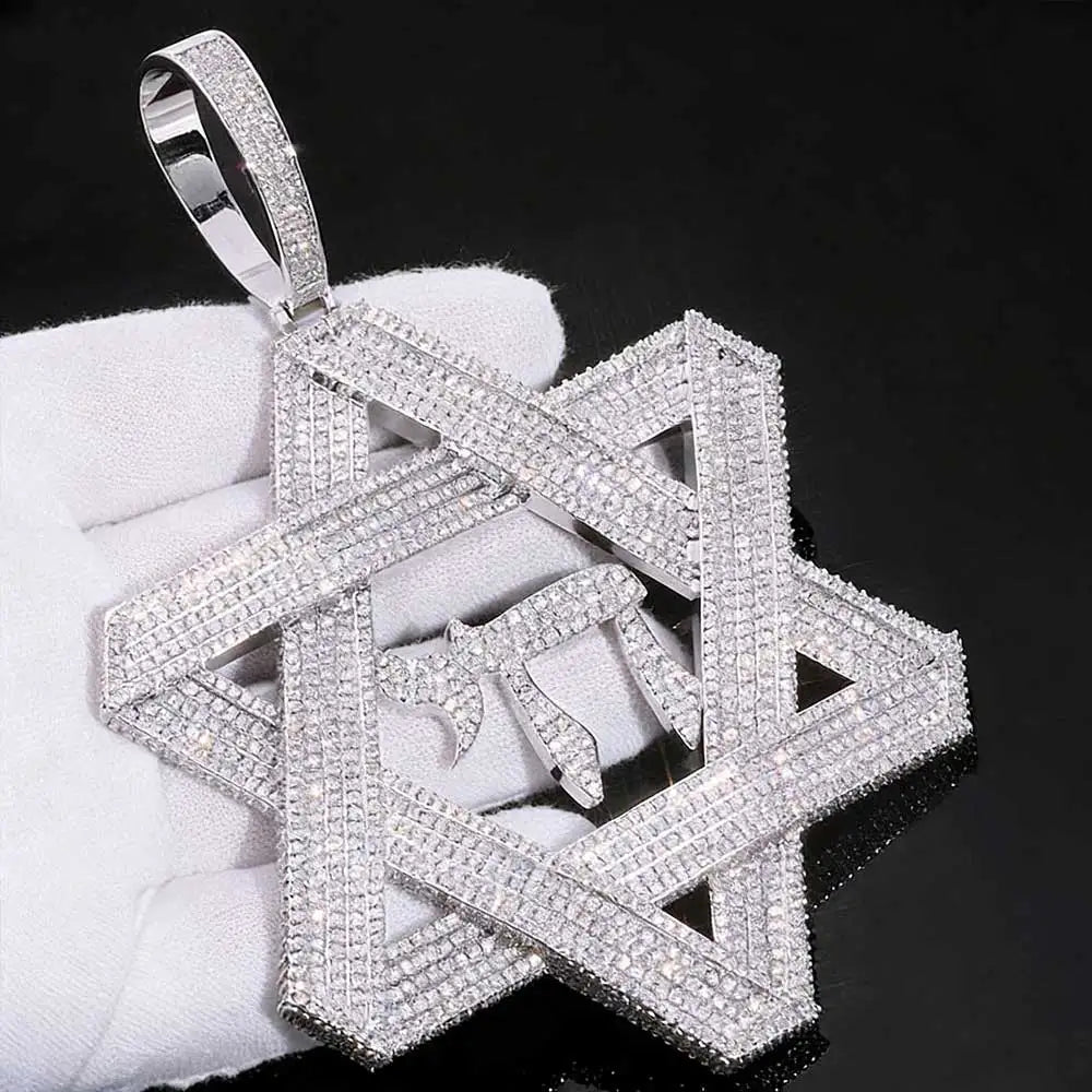 Iced Out Star Pendant Stainless Steel
