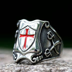 Knights Templar Red Cross Biker Ring — Stainless Steel
