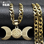 Celtic Moon Pendant Necklace — Stainless Steel