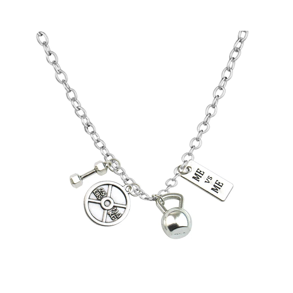 Dumbbell Barbell Letter Pendant — Stainless Steel