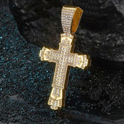 Iced Out Cross Pendant Necklace with Miami Cuban Chain Link