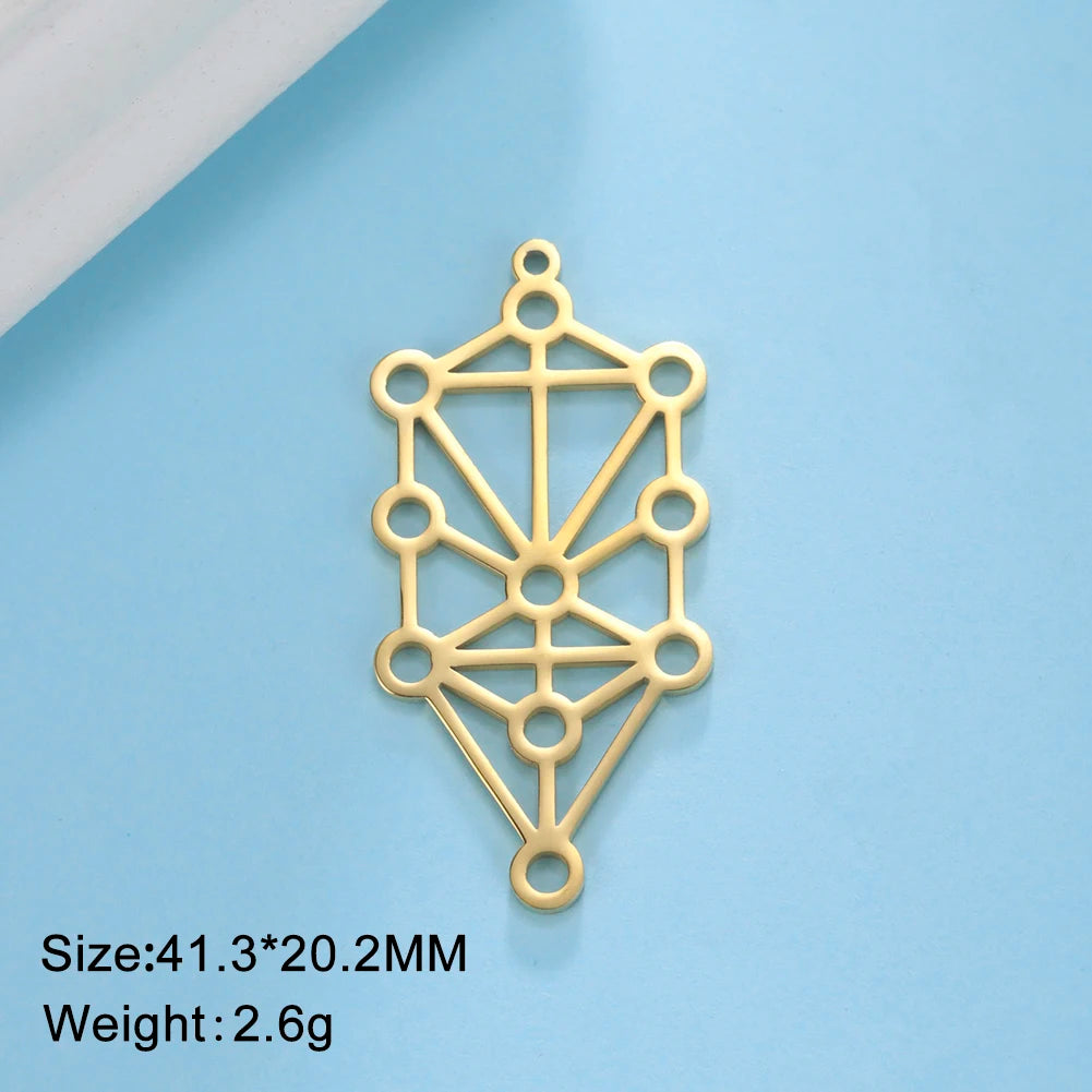Dawapara Mystic Kabbalah Tree of Life Spiritual Amulet Pendant Stainless Steel DIY Charms for Jewelry Making Hanukkah Gifts