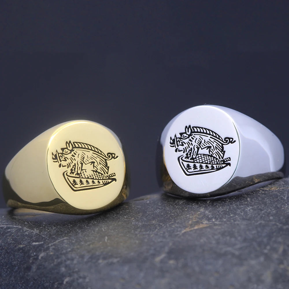 Boar Signet Ring — Stainless Steel
