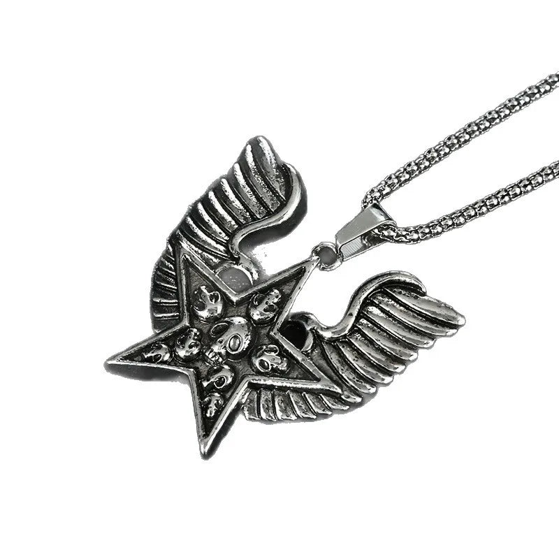 Star Skeleton Wing Pendant Necklace — Gothic