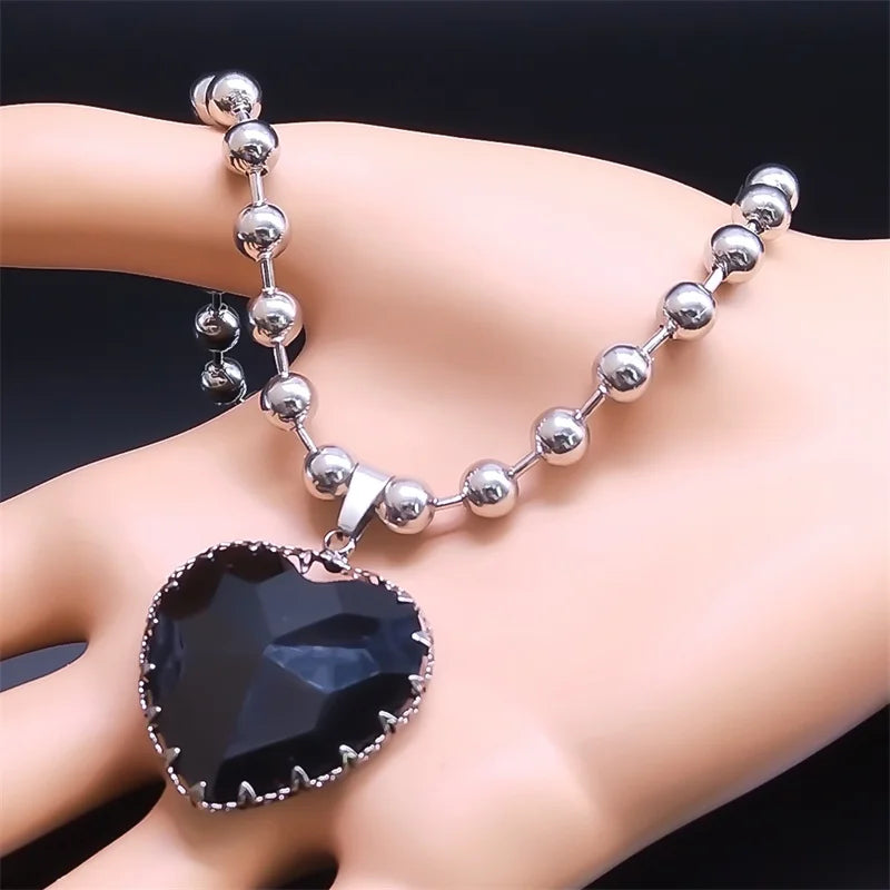 Gothic Black Heart Pendant — Stainless