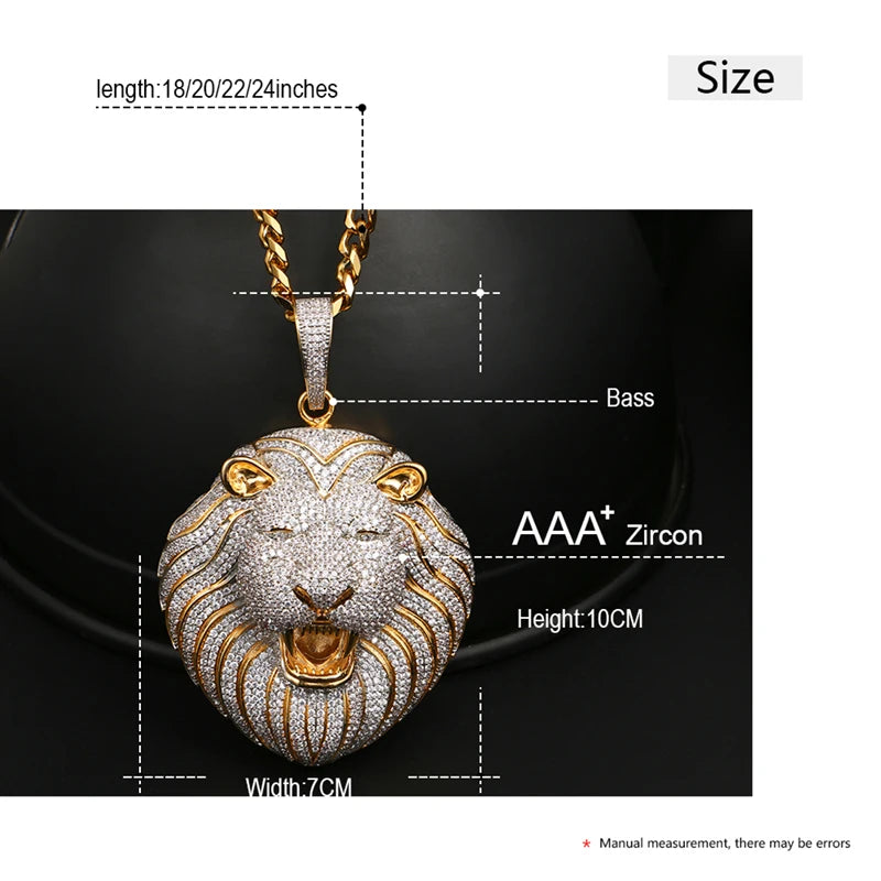 Iced Out Lion Rope Chain Pendant