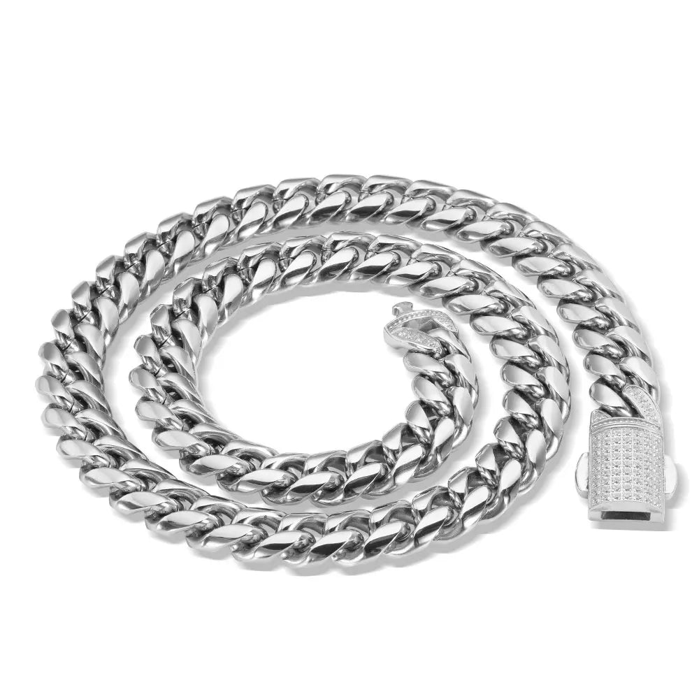 Stainless Steel Cuban Chain Necklace Miami 12MM
