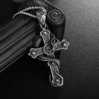 Retro Gothic Golden Cross Skull Pendant Necklace for Men Fashion Party Rock Motorcycle Riding Punk Jewelry Gift