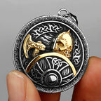Nordic Viking Odin Warrior Axe Shield Retro Pop Pendant Necklace Stainless Steel Amulet Necklace Men's Gift Jewelry Wholesale