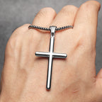 Cross Pendant Necklace Stainless Steel Simple
