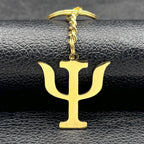 Greek Letter Silver Keychain — Stainless Steel