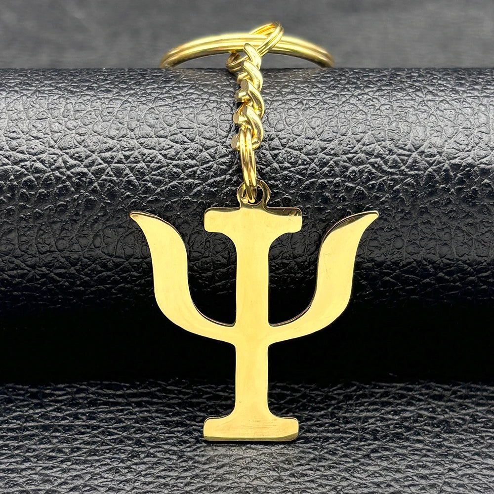 Greek Letter Silver Keychain — Stainless Steel