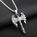New Men's Double Axe Amulet Necklace Fashion Pendant Jewelry Personality Hip Hop Popular Accessories Small Gift