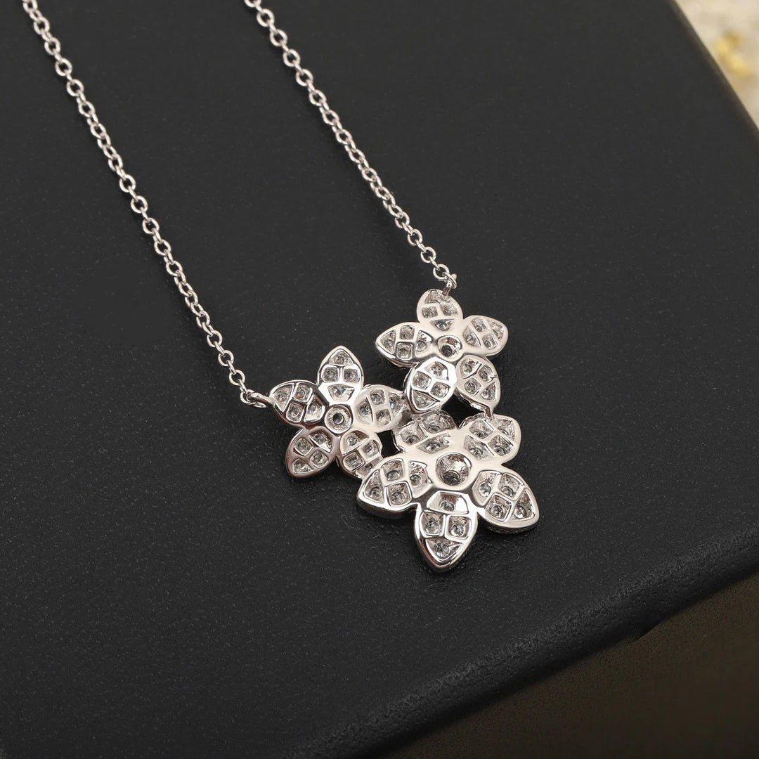 Mini 2022 Brand Pure 925 Sterling Silver Jewelry Women Cherry Flower Diamond Pendant Necklace Lovely Design Fine Luxury