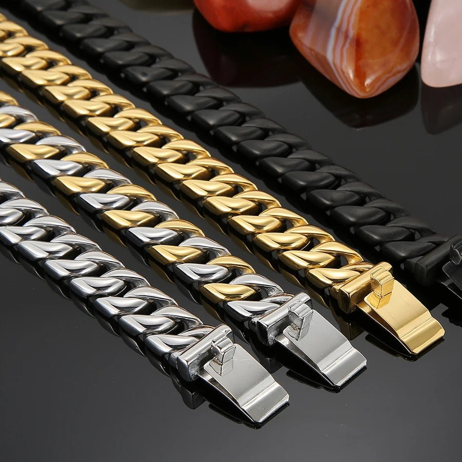 Luxury Gold Color Bracelet Man Friendship Men's Bracelets & Bangles In Metal Stainless Steel On Hand Jewelry Gifts For