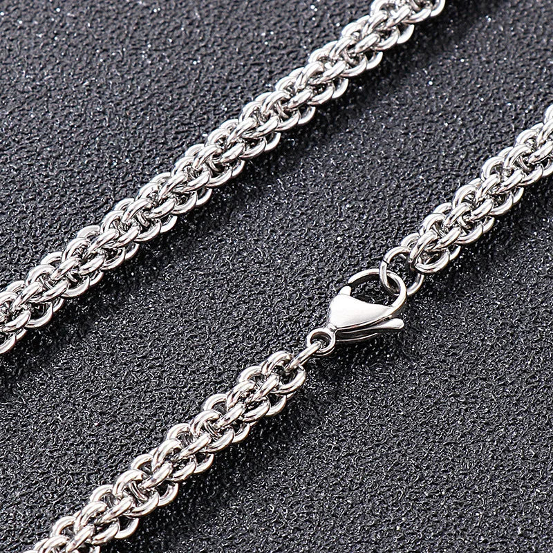 New Hip Hop Cable Link Chain Bracelet Necklace Set Men Women Vacation Choker Vintage Aestethic Kpop Stainless Steel Jewelry