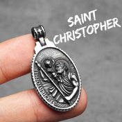 Oval St. Christopher Pendant — Stainless Steel