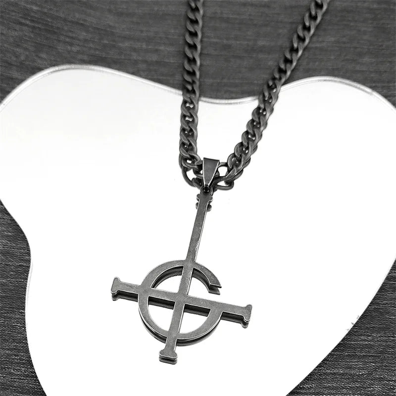 Cross Black Pendant Necklace — Stainless Steel