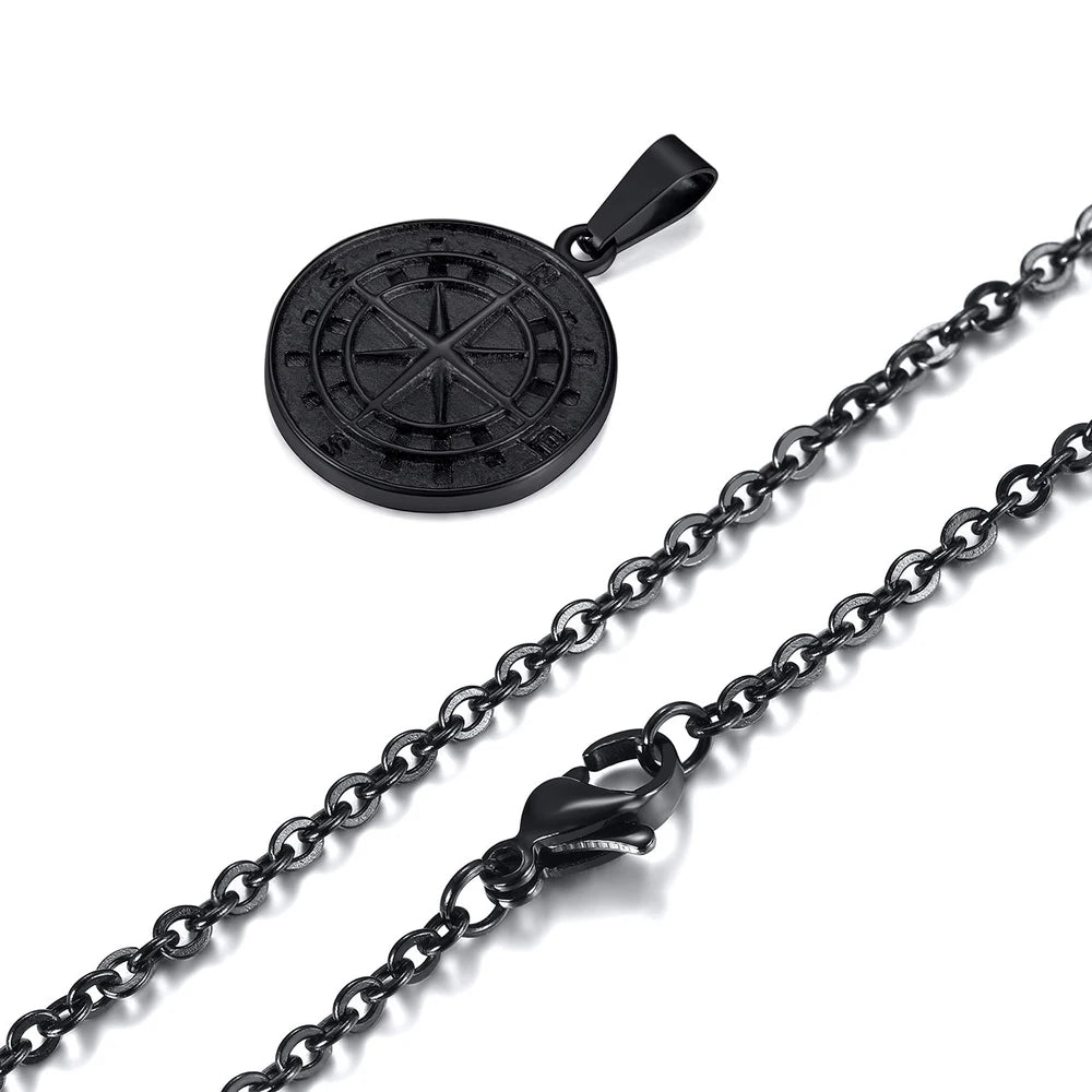 Compass Anchor Medal Pendant — Gold