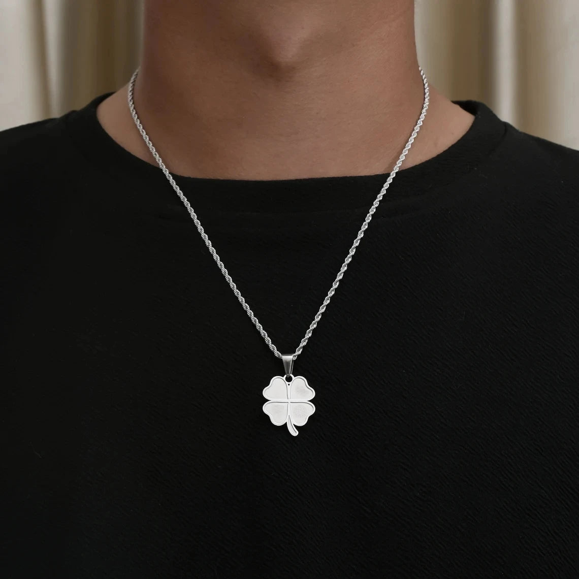 Four Leaf Clover Pendant Necklace — Stainless Steel