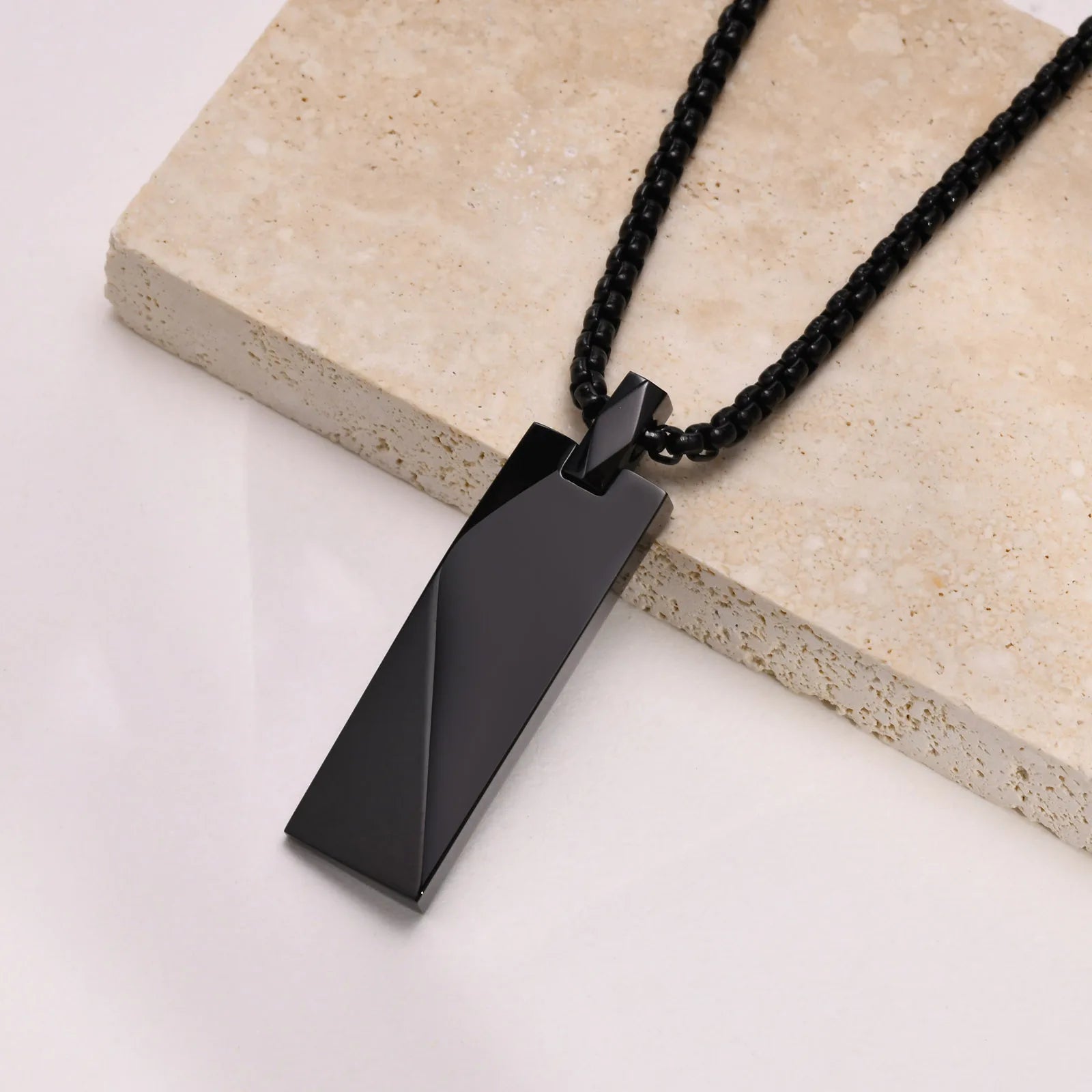 Vnox Mens Stylish Geometric Rectangle Pendant Necklace,Stainless Steel Length Adjustable Box Chain, Male Jewelry Gift