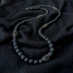 Black Onyx & Volcanic Stone Beaded Necklace for Men
