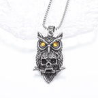 Gothic Style Owl Skull Pendant Necklace for Personalized Men's Retro Motorcycle Rider Party Jewelry Accessories