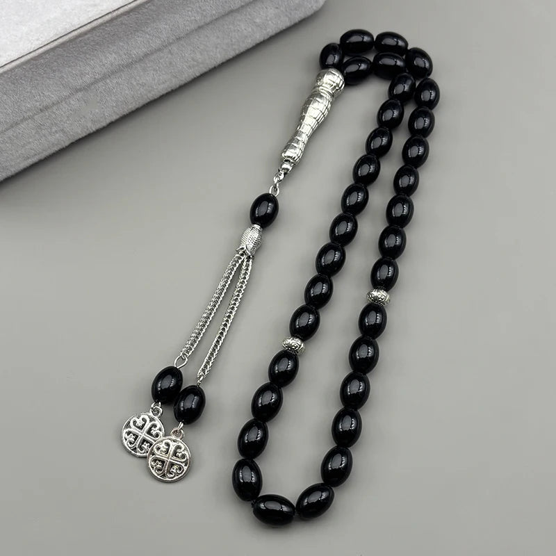 33Pcs Glass Rosary Muslim Prayer Keyring String Tassel Islamic Middle East Uae Dubai Arab Islam Car Pendant Jewelry