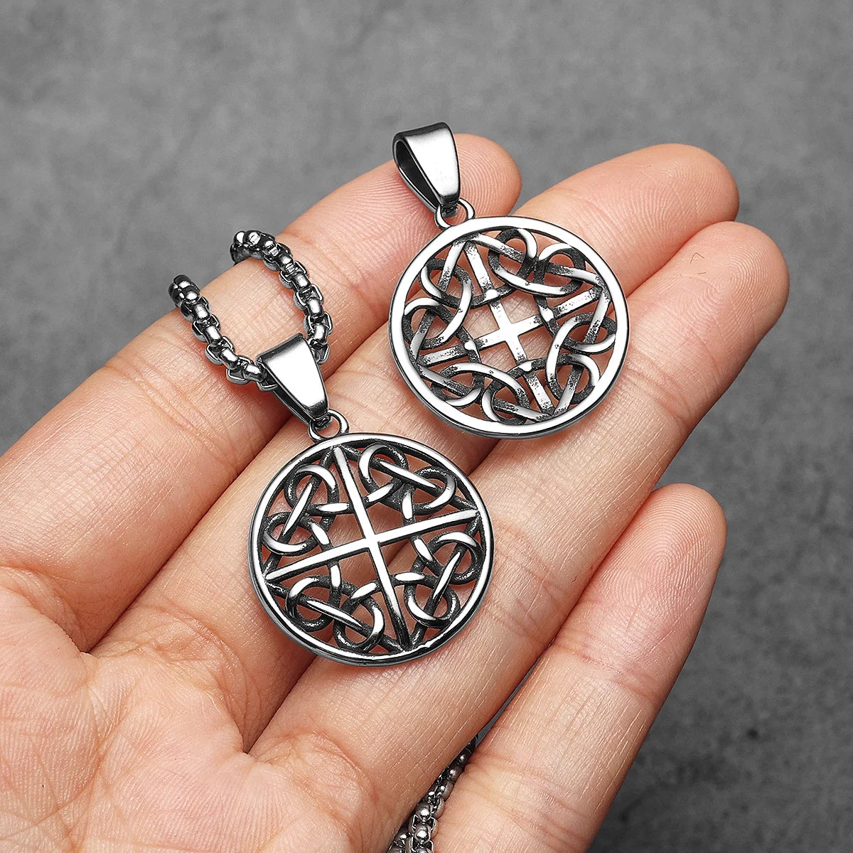 Viking Hollow Celtic Knot Pendant Necklace — Stainless Steel